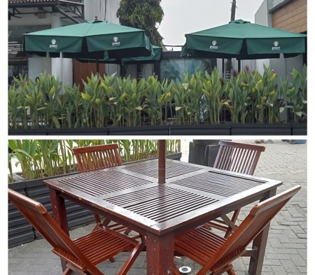 Kursi Lipat Kayu Jati untuk Set Meja Payung toko Indomaret DC Tangerang 2